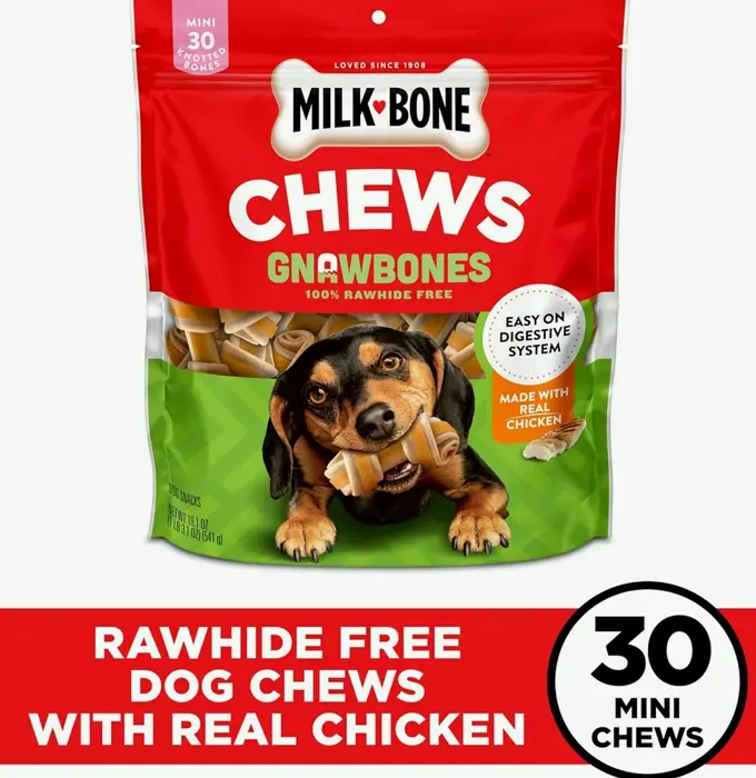 Milk Bone GnawBones: Rawhide Free Pooch Treats - Chicken Flavor, 30 Mini Knotted Bones