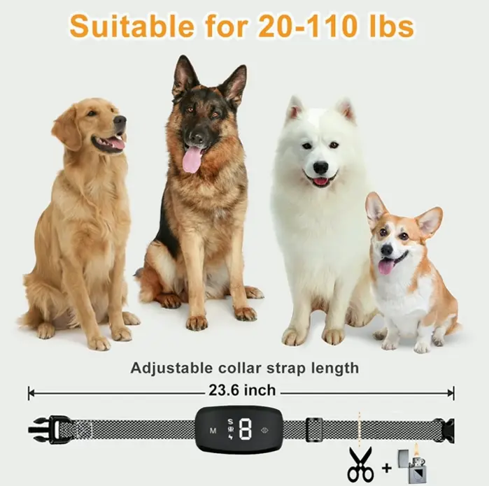 No Canine Bark Collar, Waterproof & Reusable, Customizable Sensitivity