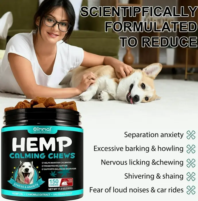 Hemp Calming Chews for Canines: 150 Soft Treats