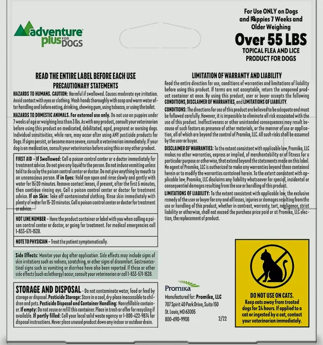 Threefold Pest Protection for Dogs - Topical Prevention - XL Dogs 55+ lbs