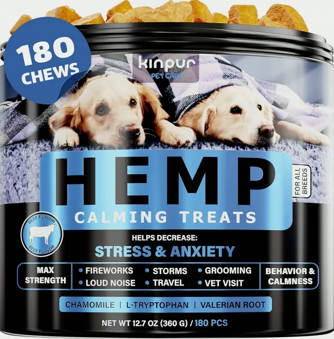 Soothing Treats for Dogs - with Hemp Extract, Valerian Root, Vitamin B - Anxiety Relief