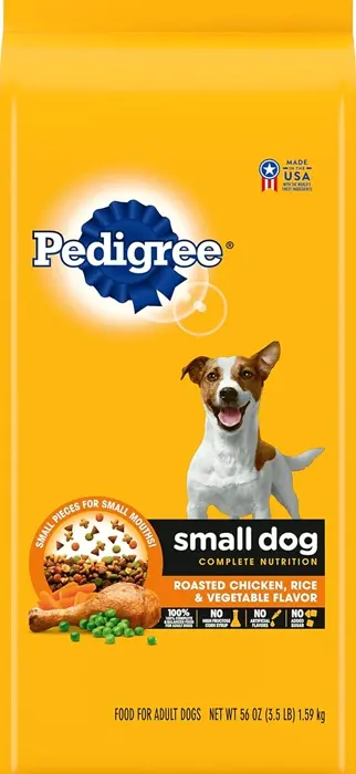 Pedigree Tiny Breed Complete Nutrition Adult Kibble Poultry, Rice, Veggies Flavor, 3.5 lb