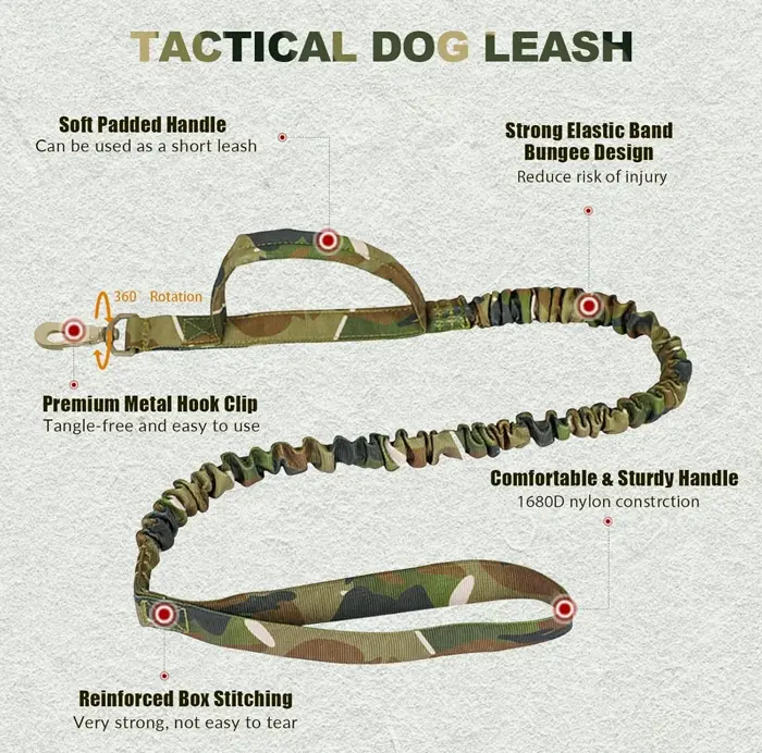 Military-Style Adjustable K9 Neckband and Lead Set