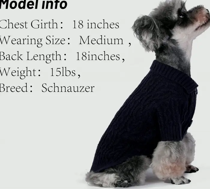 Knitted Dog Sweater Winter Coat Traditional Knit Dog Clothing Blue S
