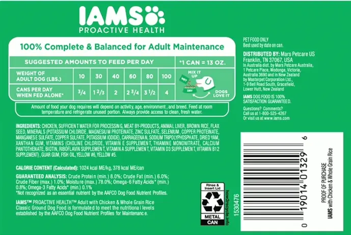 IAMS Proactive Health Mature Wet Canine Meal Classic Blended with Poultry and Grains, Set of 12