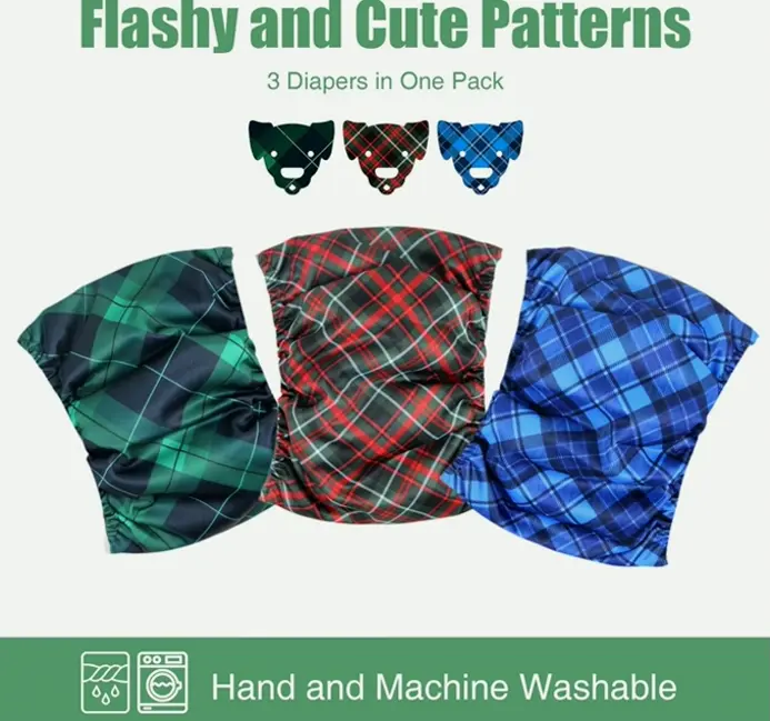 Washable Pet Belly Band - Set of 3