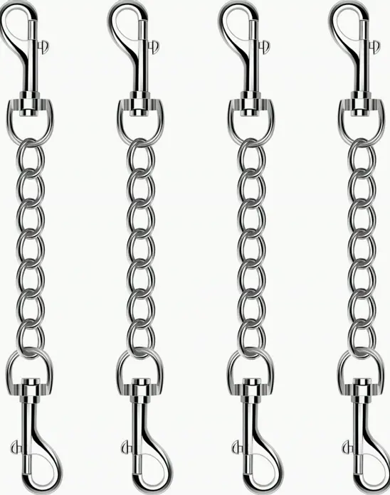Steel Dog Collar Secure Clip, 4 Pack Heavy Strong Canine Prong Collar Double Ended Backup Clasp