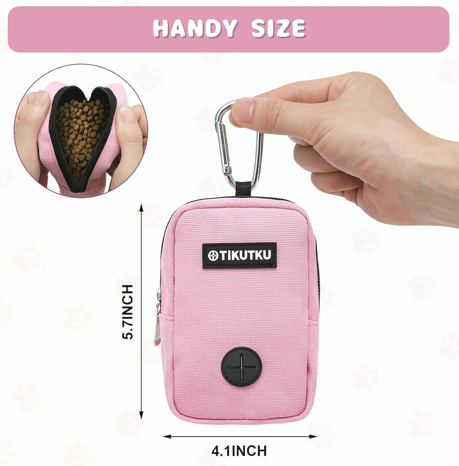 Pet Treat Bag with Strap Clip (Pinky)
