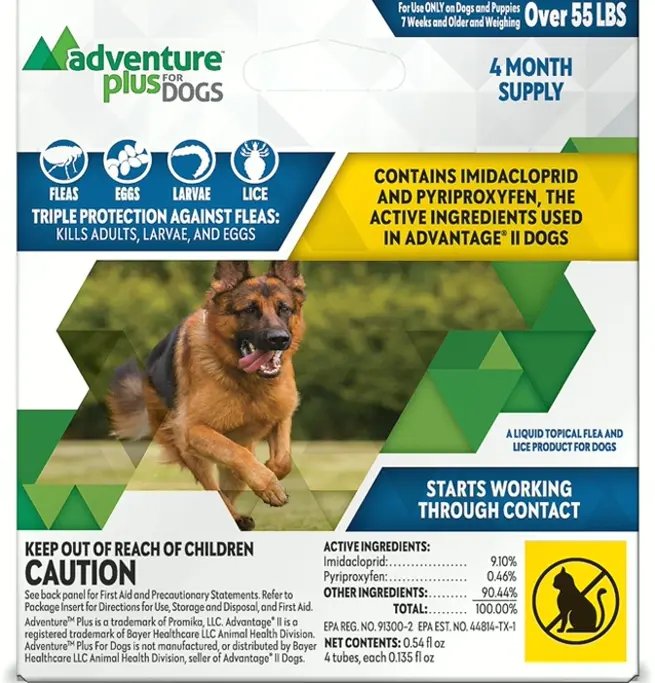 Threefold Pest Protection for Dogs - Topical Prevention - XL Dogs 55+ lbs