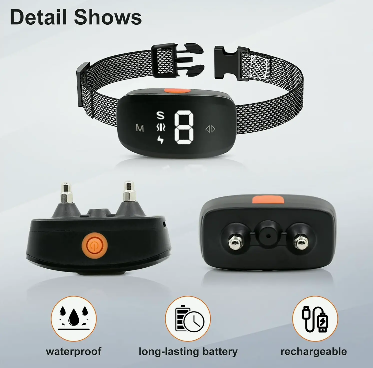 No Canine Bark Collar, Waterproof & Reusable, Customizable Sensitivity