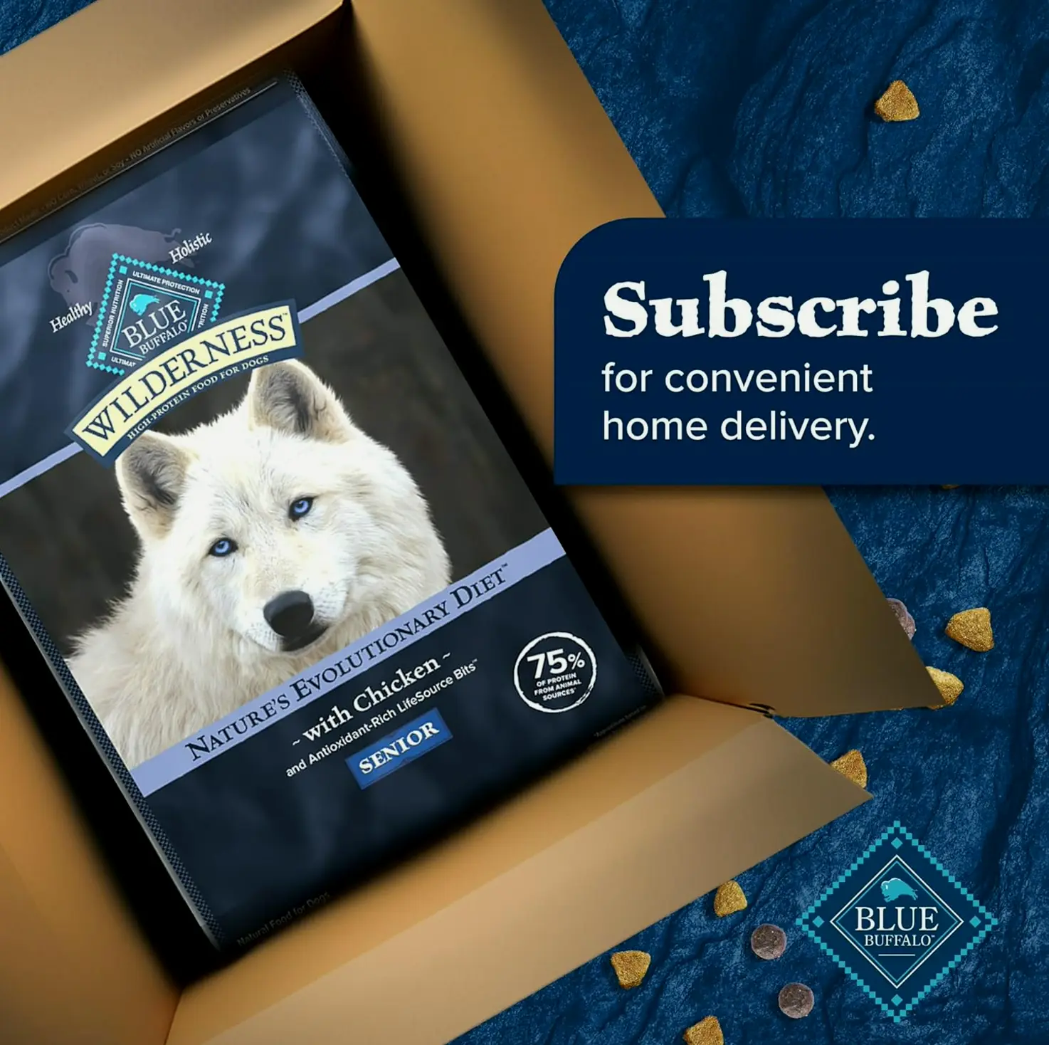Blue Buffalo Wilderness Elderly Canine Food, High Protein, Chicken Flavor, 24-lb. Pack