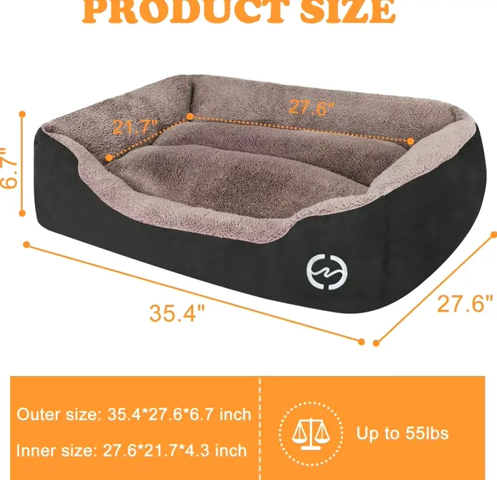 Comfy Washable Dog Bed with Orthopedic Construction for Large Dogs