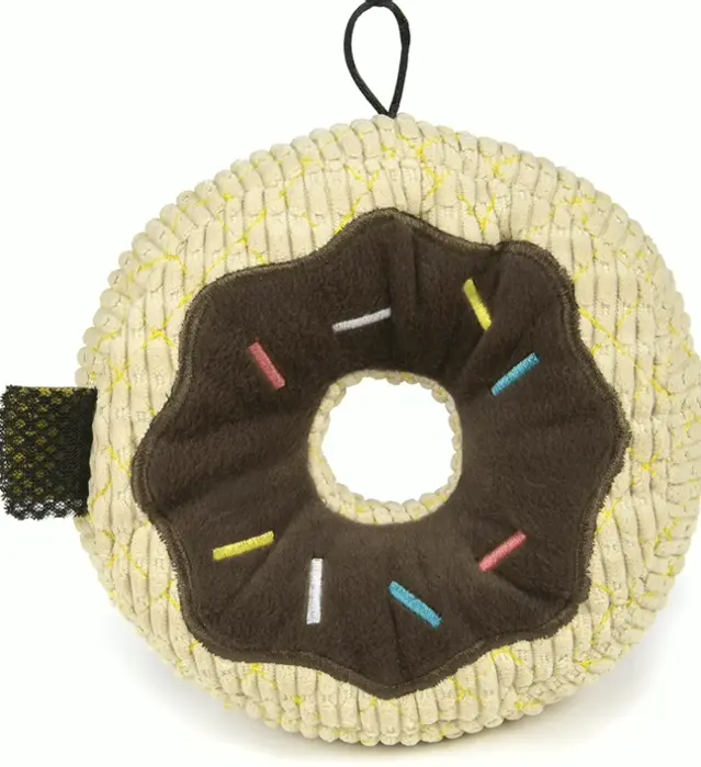 Sturdy Chocolate Donut Squeaky Stuffed Dog Toy, Large