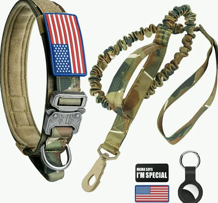 Military-Style Adjustable K9 Neckband and Lead Set