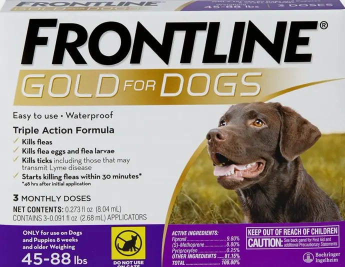 Frontline Gold Flea & Tick Solution for Large Dogs, Pack of 3