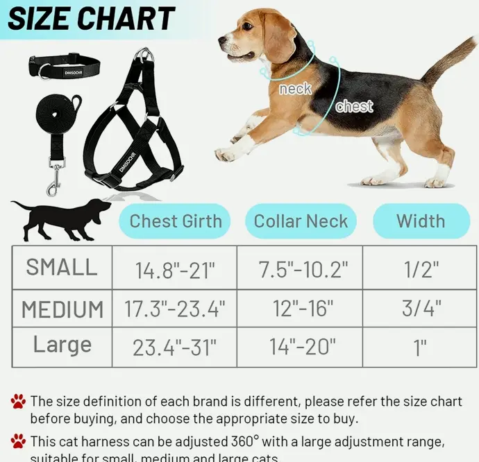 Tug-Free Dog Harness Set for Small to Large Dogs