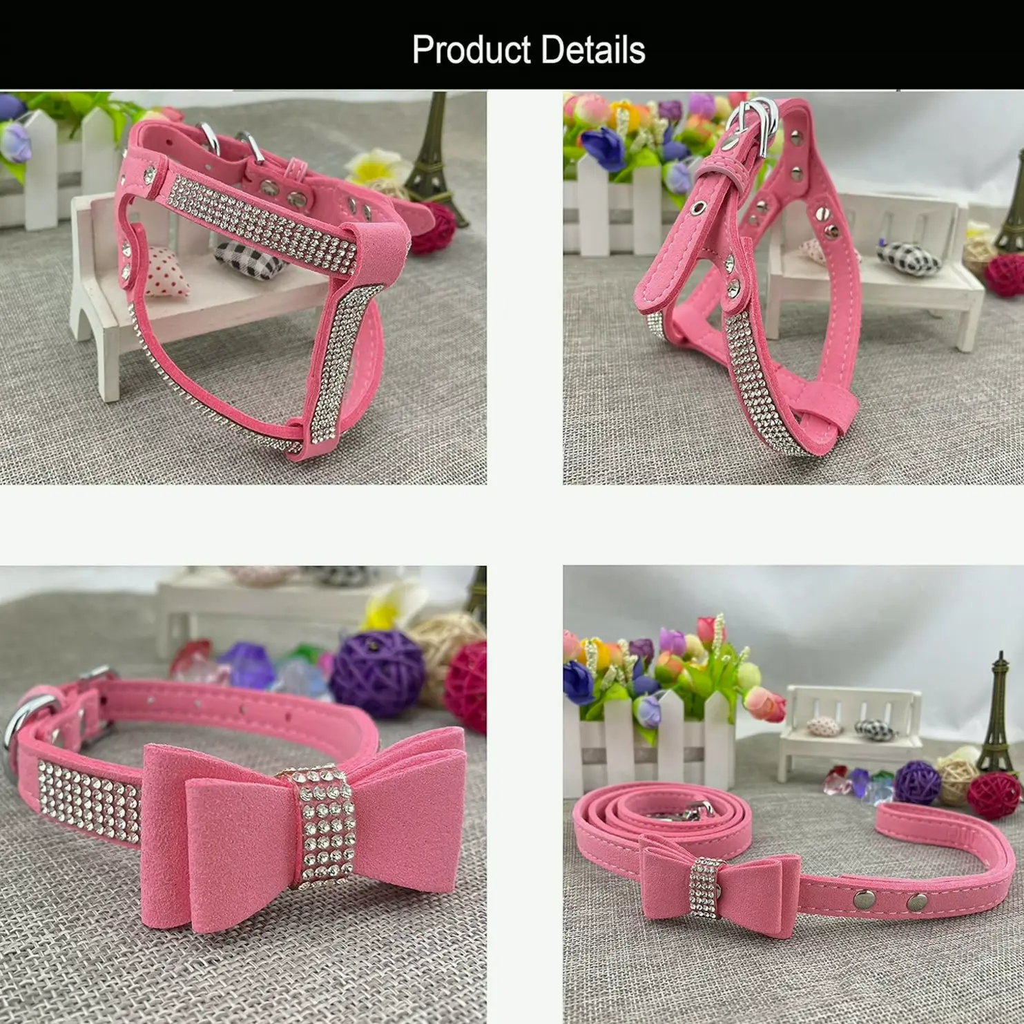 Bowtie Puppy Collar Kit with Harnessing & Lead - Blush