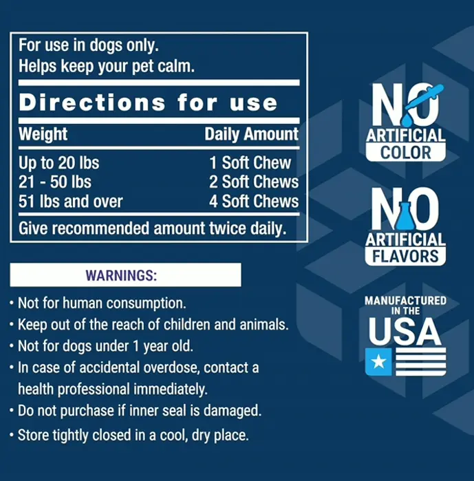 Dog Relaxing Chews with L-theanine - 120 Bites