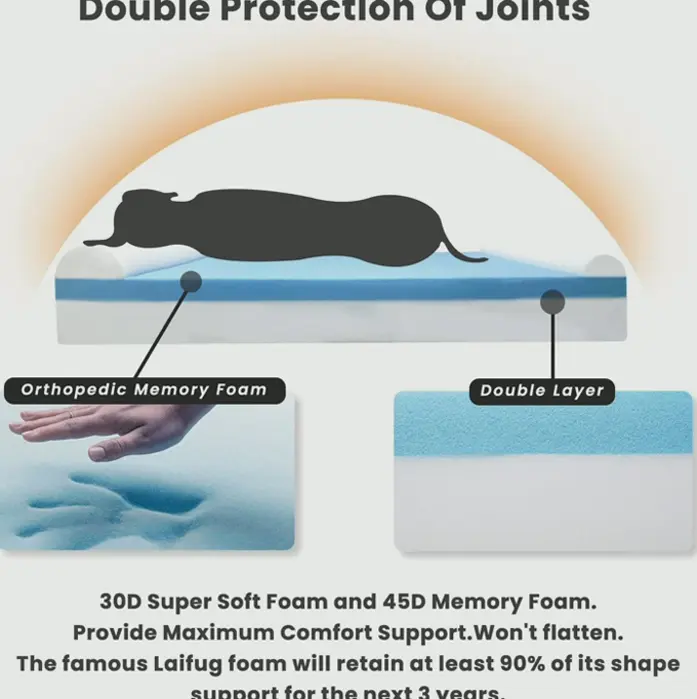 Laifug Ortho Memory-Foam Canine Bed Pillow Extra Large (50"x36"x10", Slate Grey)