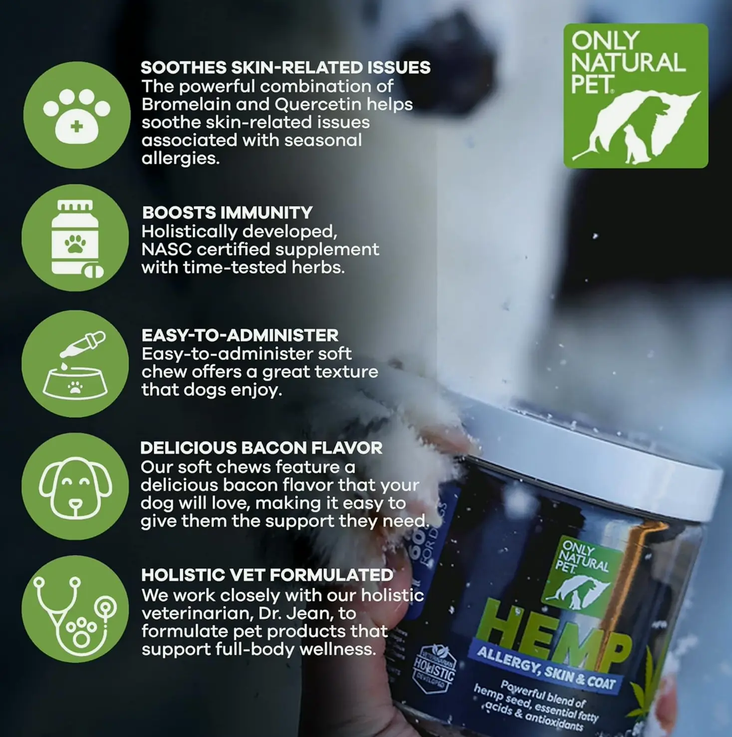 Organic Pet Dog Hemp Chews - Pack of 60