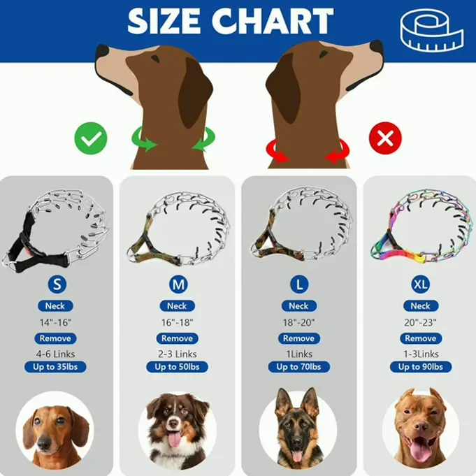 Dog Prong Necklace Adjustable, Fits Any Size