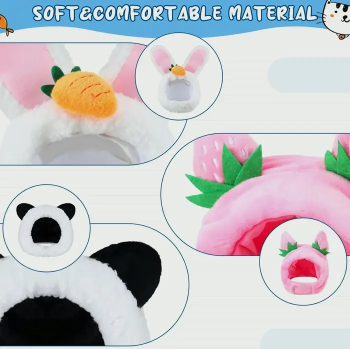 Cute Cat Hats Pack - Strawberry