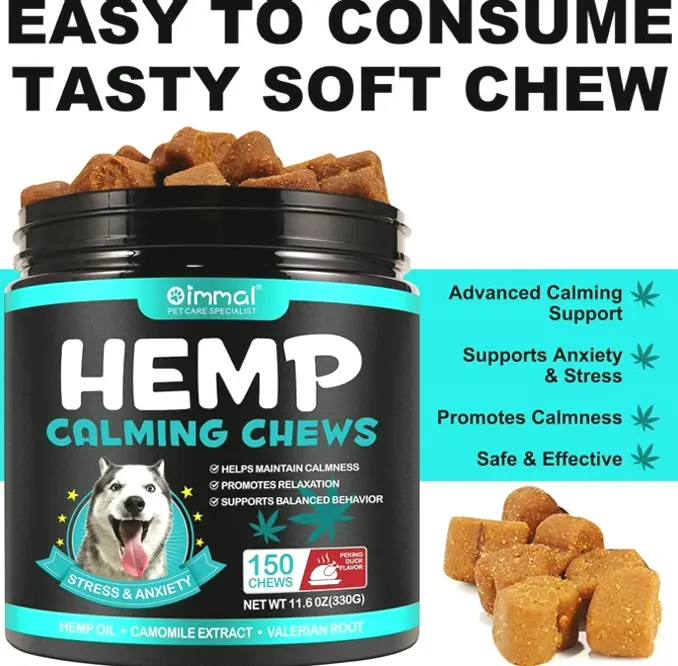 Hemp Calming Chews for Canines: 150 Soft Treats