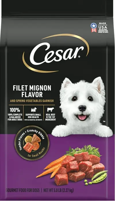 Compact Size Dog Food, Steak Medallion Flavor, 5 lb Bag