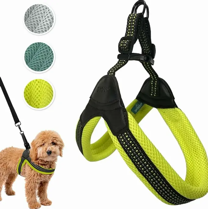 Easy-Fit Mesh Canine Harness, Large, Yellow Soft Fabric