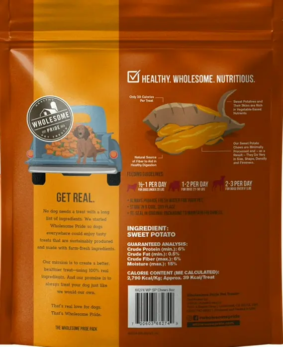 Wholesome Yam Pet Treats, 8 oz