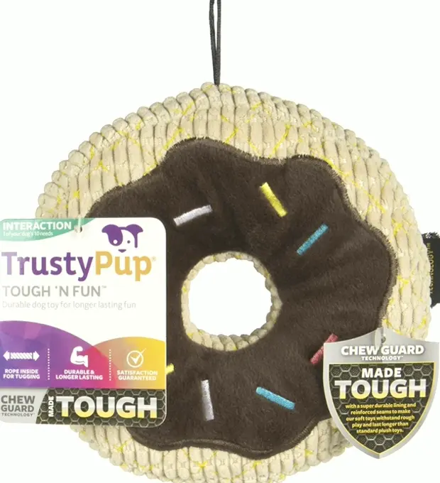 Sturdy Chocolate Donut Squeaky Stuffed Dog Toy, Large