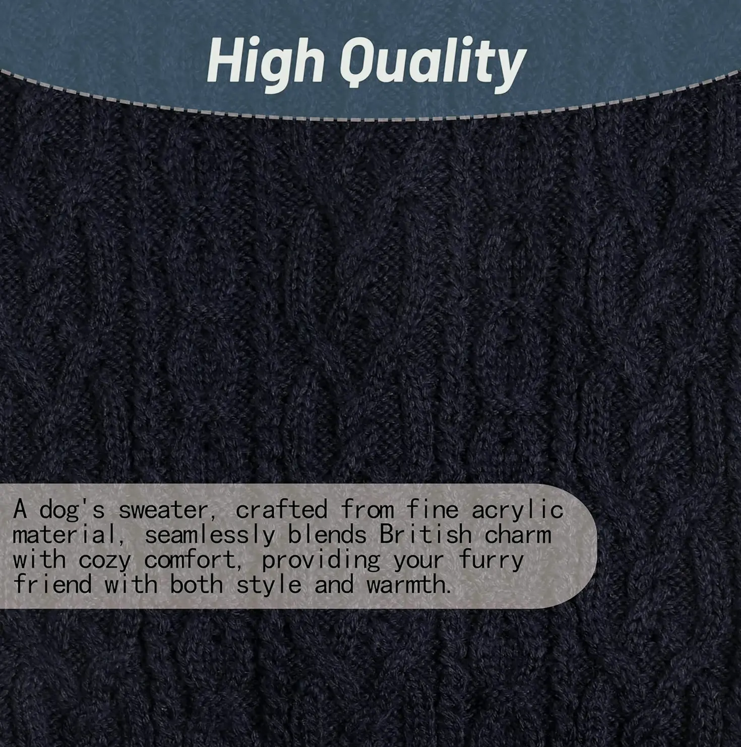 Knitted Dog Sweater Winter Coat Traditional Knit Dog Clothing Blue S