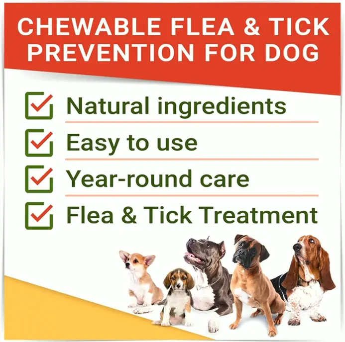 Natural Flea & Tick Tablets for Dogs - USA-Manufactured