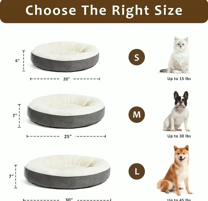 Heart's cabin Circular Donut Animal Comfort Mattress, 20in For Pets