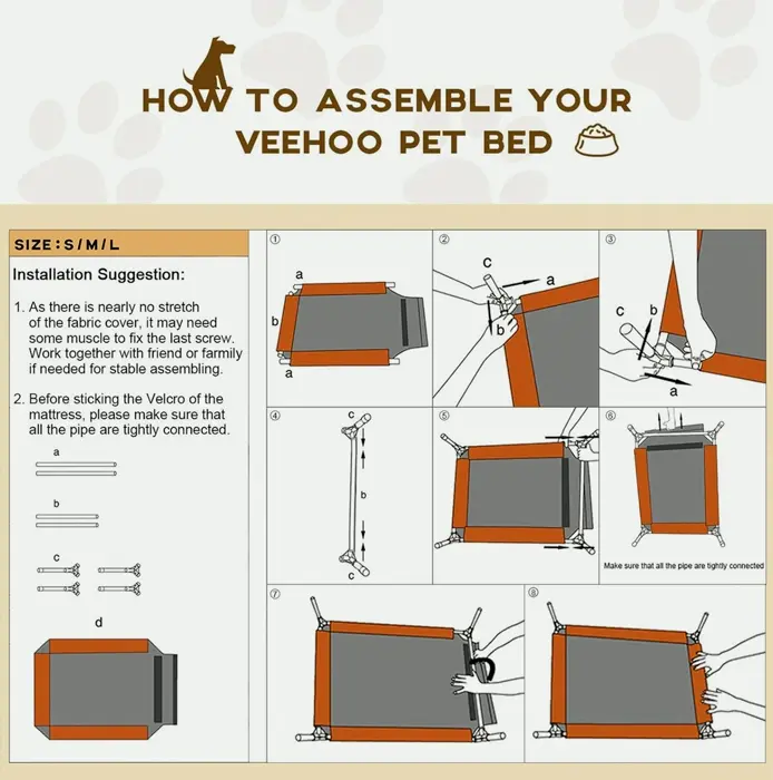 Refreshing Lifted Pet Bed, Moveable & Cleanable Fabric