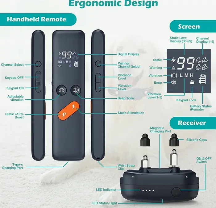 Electric Dog Discipline Device with Remote 2680FT Range, IPX7 Waterproof & Refillable