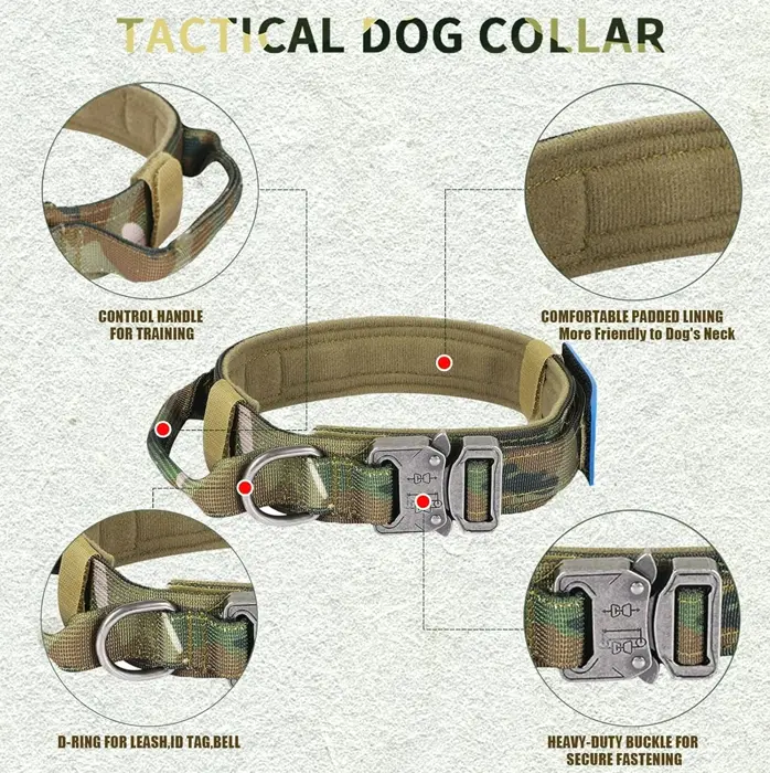 Military-Style Adjustable K9 Neckband and Lead Set