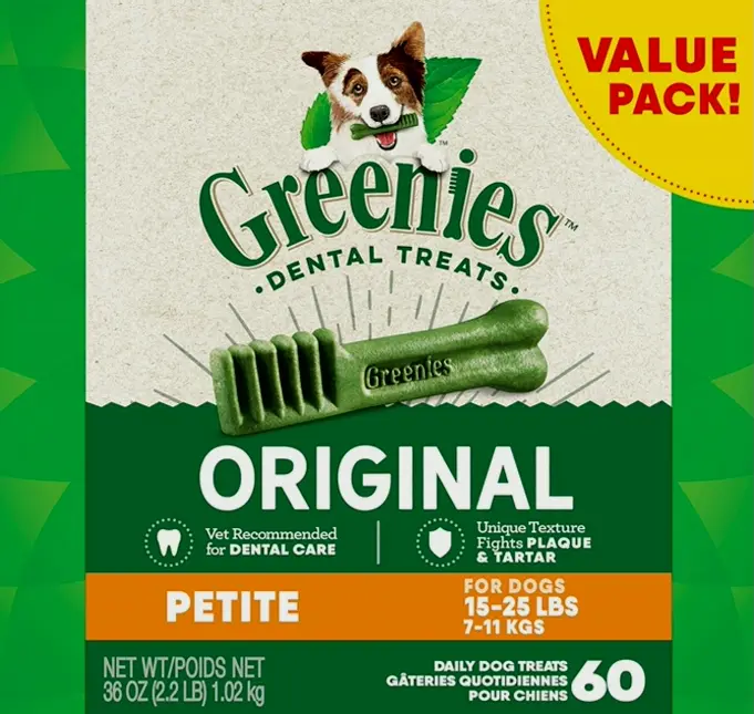 Greenies Petite Natural Tooth Dog Snack, 36 oz Bundle (60 Treats)