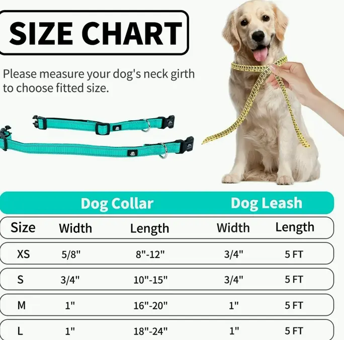 Reflective Dog Collar and Leash Set