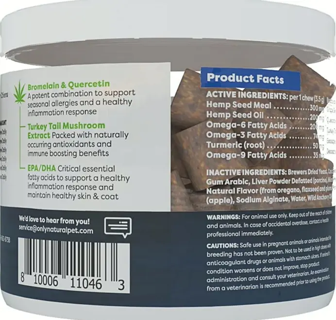 Organic Pet Dog Hemp Chews - Pack of 60