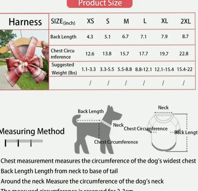 Pet Leash Set with Cute Plaid Design