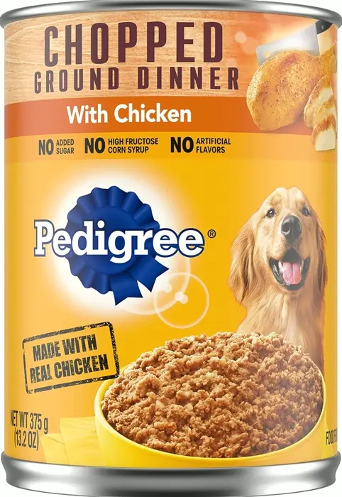 PEDIGREE Chopped Ground Dinner Wet Dog Food with Chicken, 13.2 oz Cans (Set of 12)