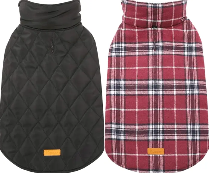 Cozy Two-sided Dog Jacket, Waterproof, Checkered