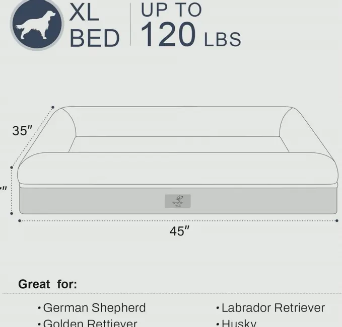 XL Orthopedic Dog Bed with Detachable Covers