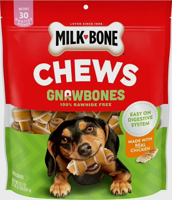 Milk Bone GnawBones: Rawhide Free Pooch Treats - Chicken Flavor, 30 Mini Knotted Bones