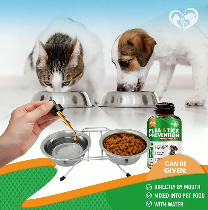 Oral Flea & Tick Prevention for both Dogs and Cats - Multivitamin Drops Supplements for Pets
