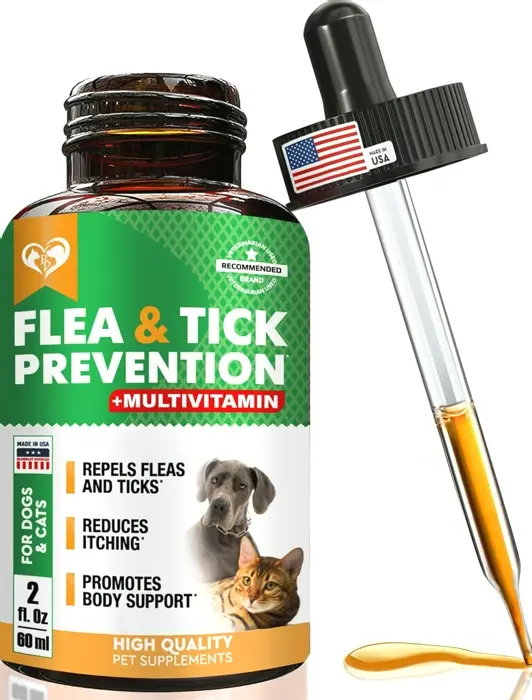 Oral Flea & Tick Prevention for both Dogs and Cats - Multivitamin Drops Supplements for Pets