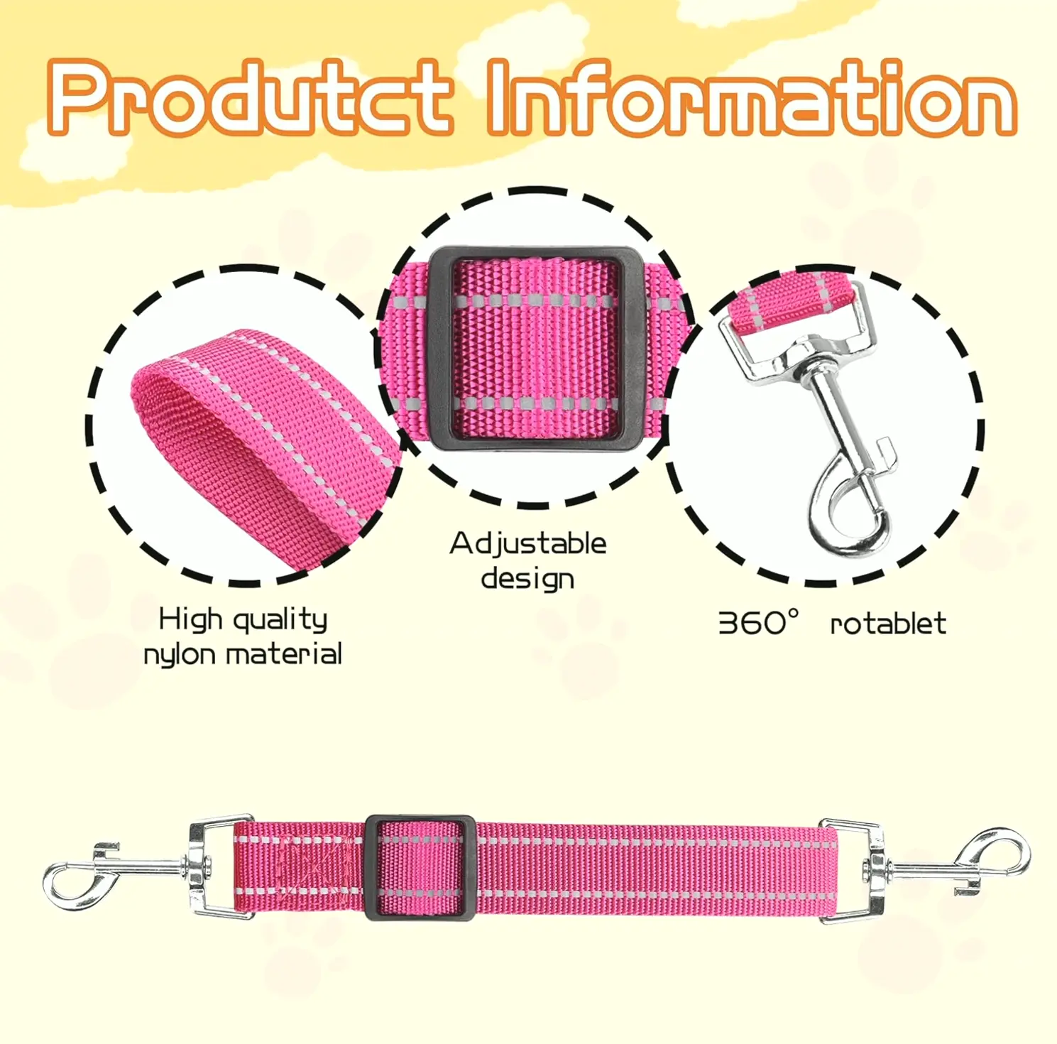 Pet Safety Harness Clips, Adjustable and Reflective